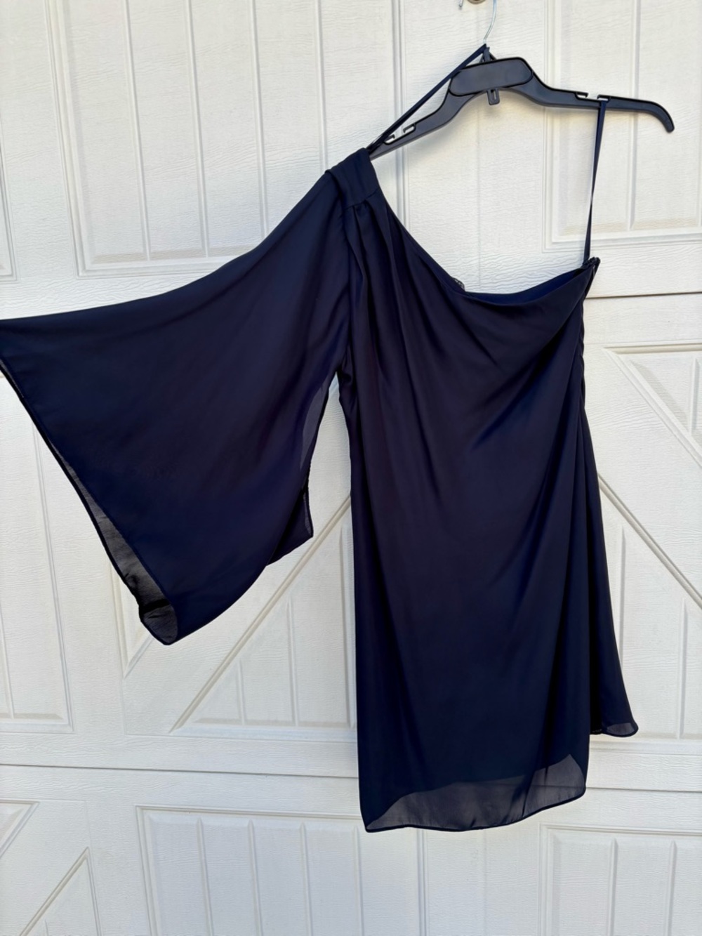 Ark & Co One Shoulder Navy Dress Asymmetrical Sleeve Cocktail - size M